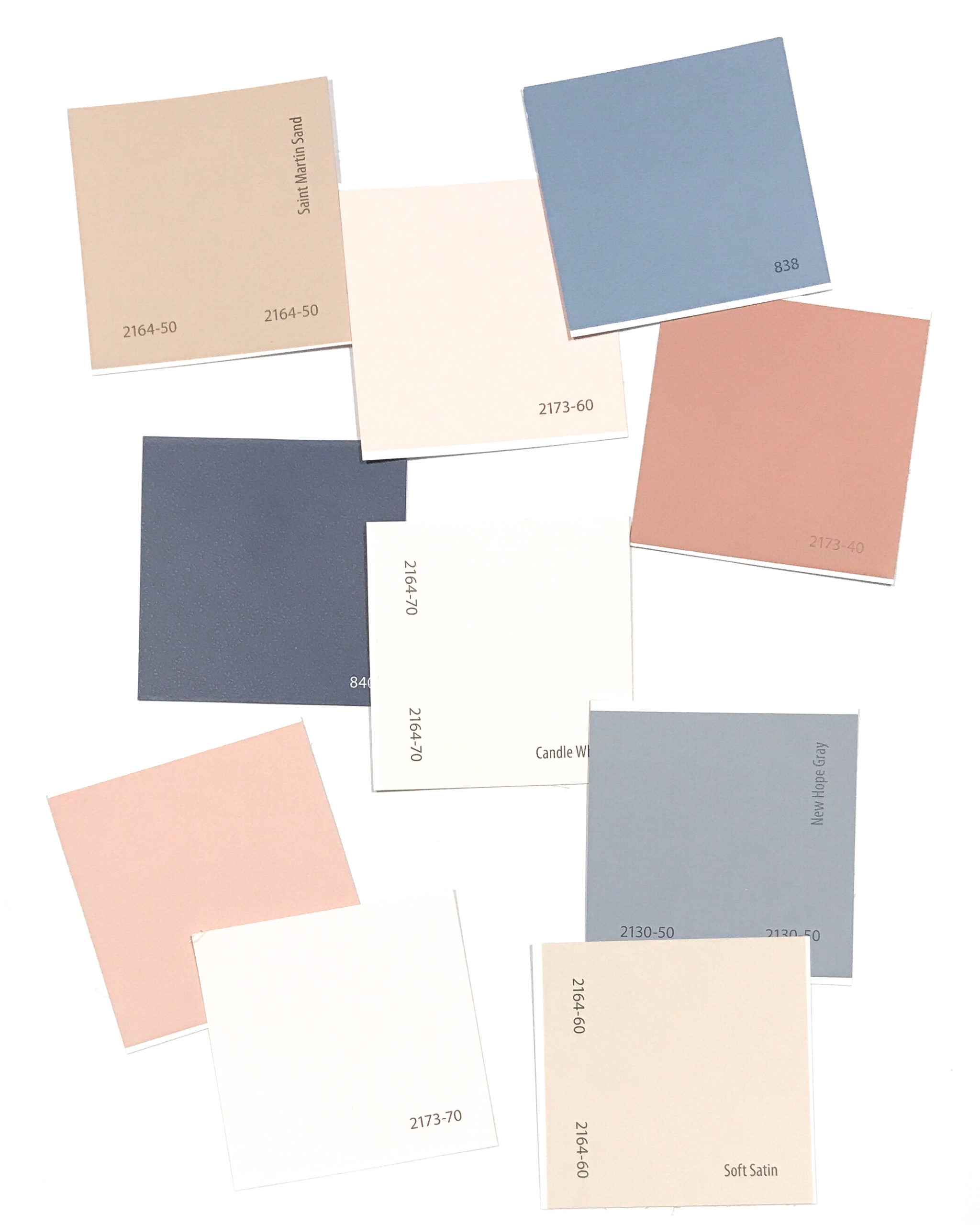 10 great colors for your next photo shoot. This shows many color samples, showing lots of shades of peach, blue, white, beige, rust, that look great in photos.
