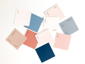 studio wardrobe: color swatches showing my photography palette for clothing.
