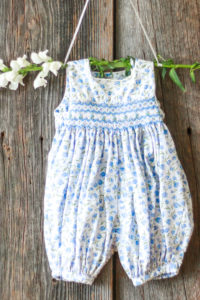 studio wardrobe: floral blue baby romper.