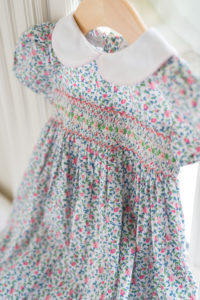 studio wardrobe: Floral smocked baby dress.
